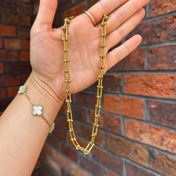 Hardware Graduated Link 18K Gold STAINLESS STEEL Waterproof Necklace - Picture 8 of 15